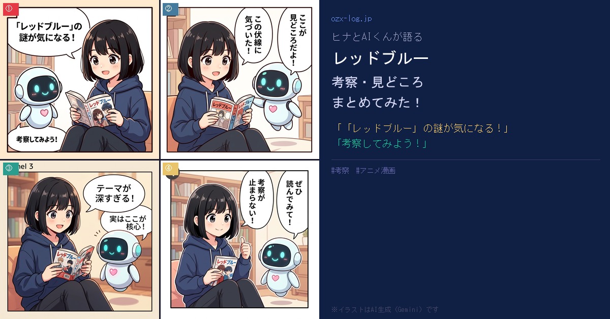 レッドブルー ヒナとAIくんの考察4コマ