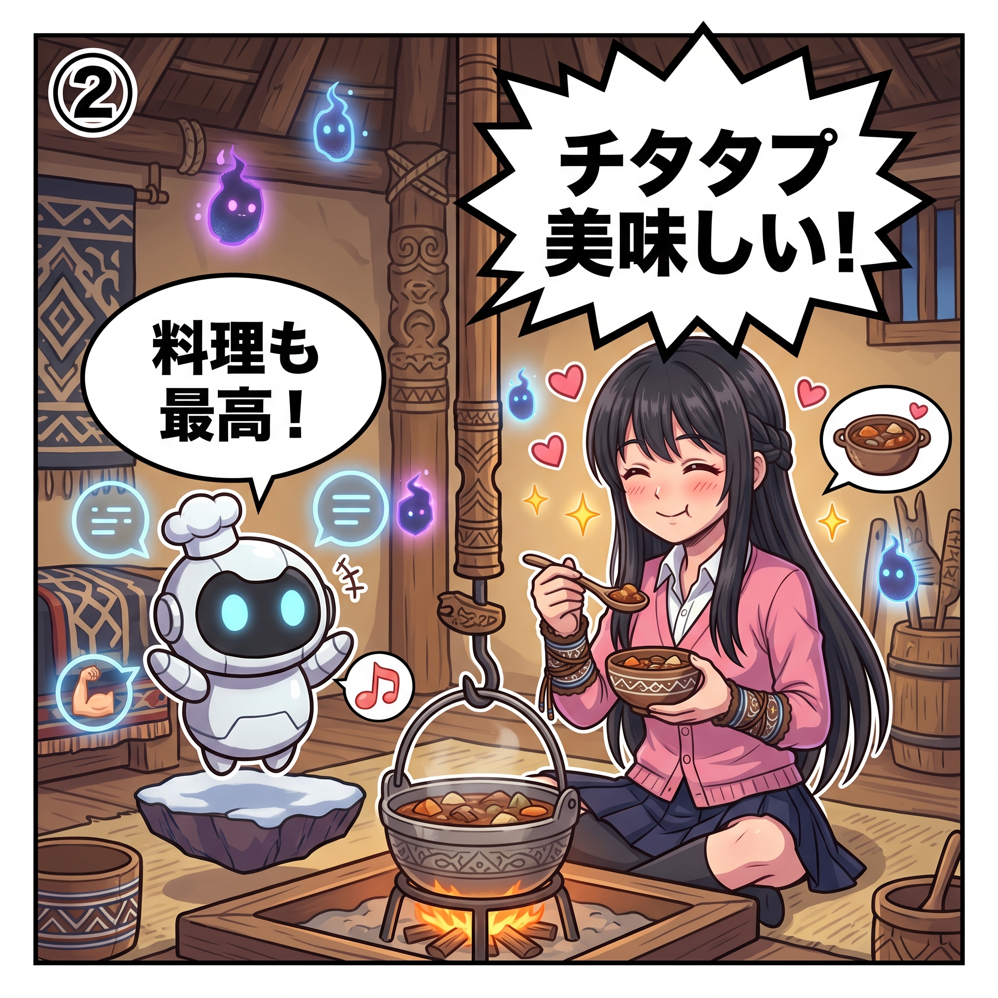 ヒナ「チタタプ美味しい!」AIくん「料理も最高!」