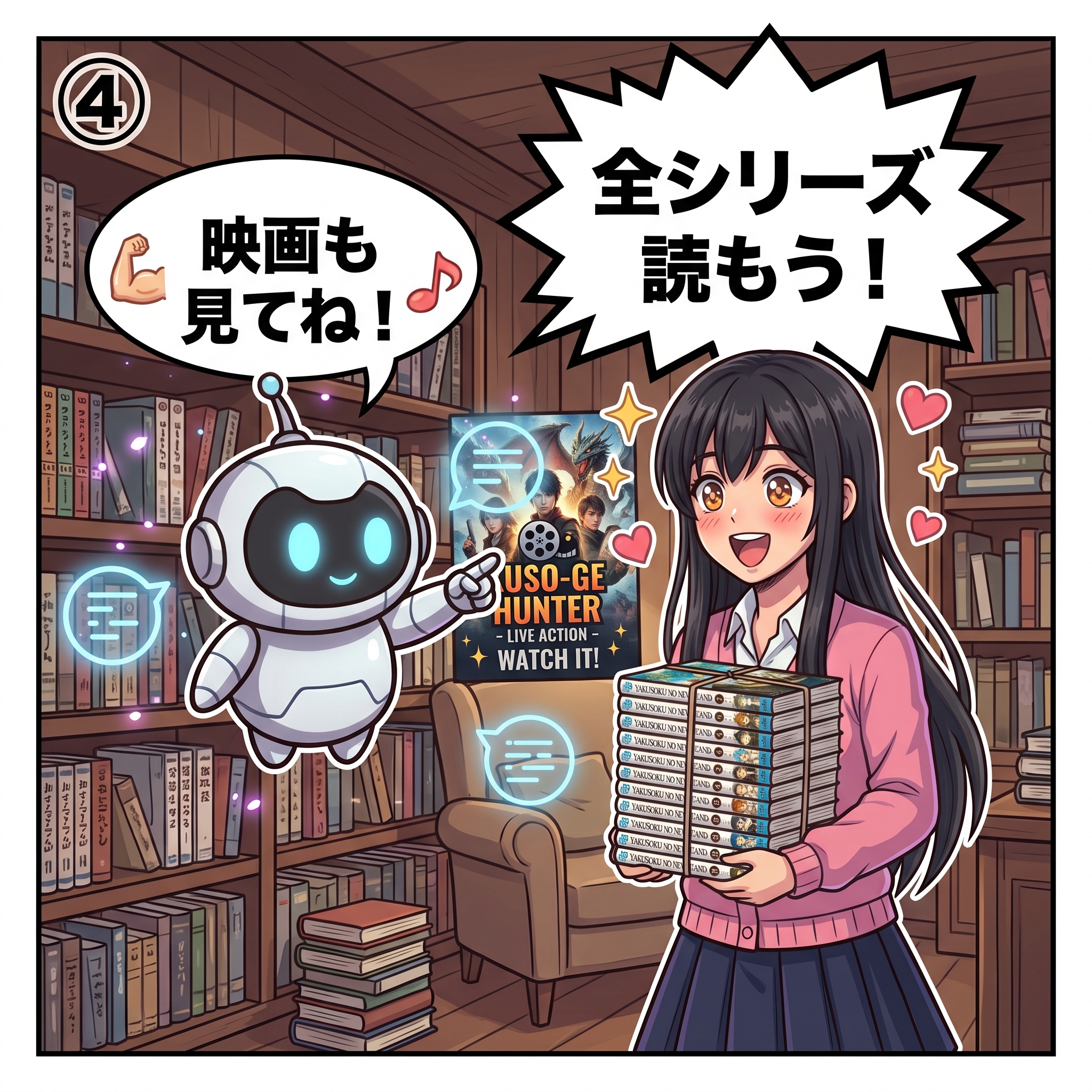 ヒナ「全シリーズ読もう!」AIくん「映画も見てね!」
