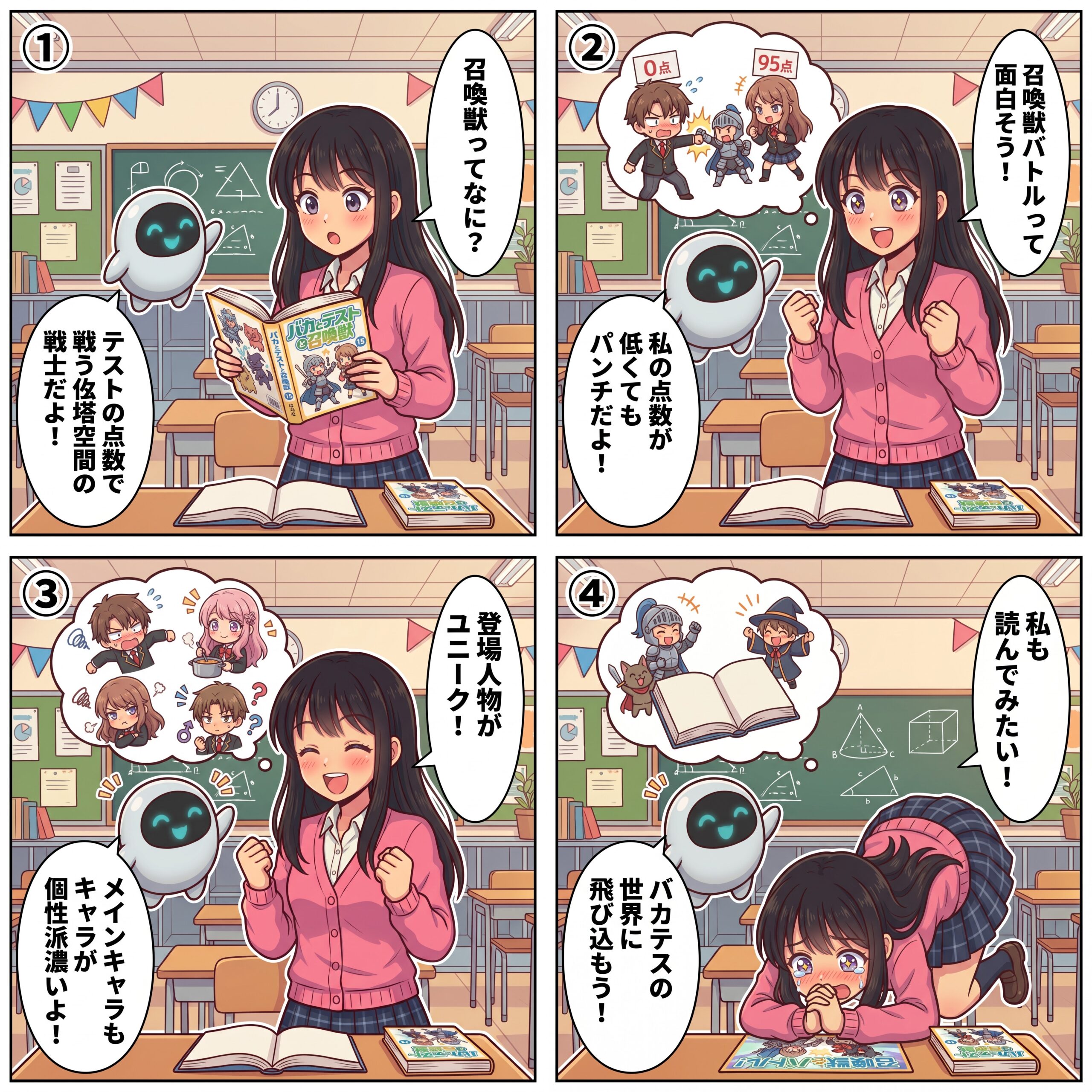 4コマ漫画グリッド バカとテストと召喚獣