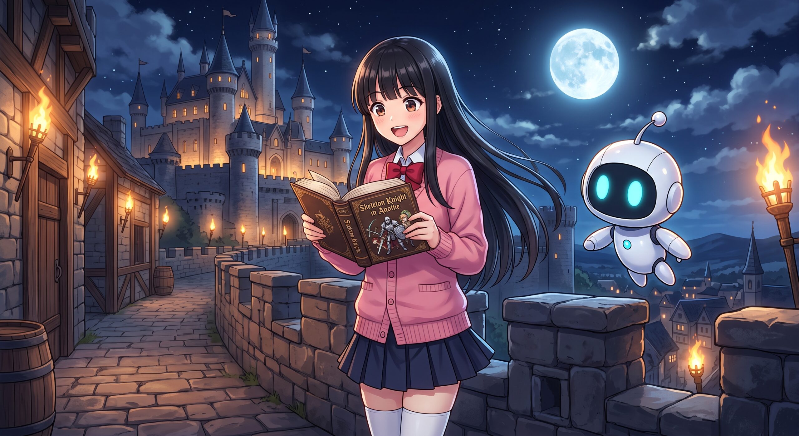骸骨騎士様Ⅱ考察 ヒナとAIくん 夜の城