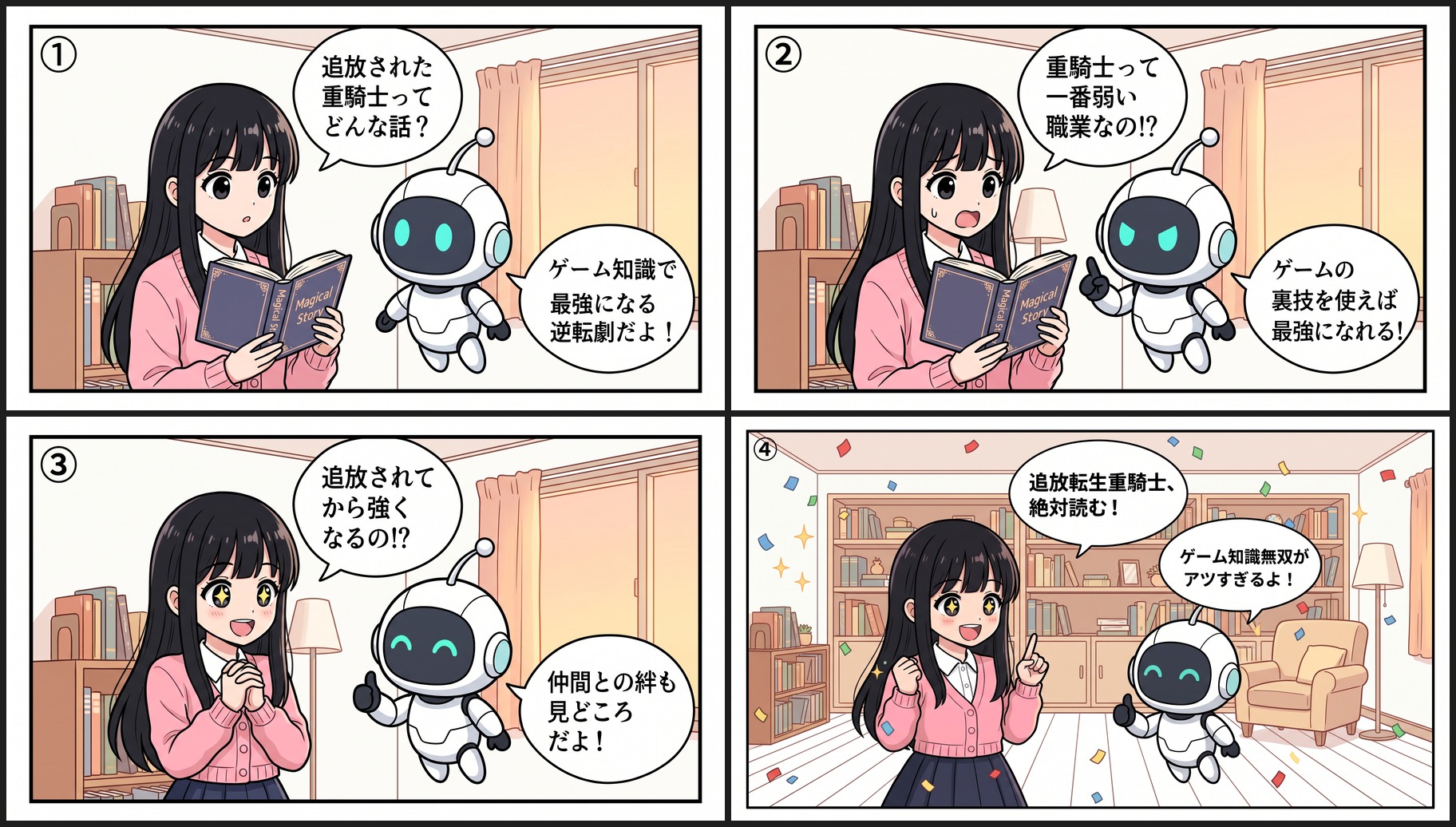 追放転生重騎士 4コマ漫画 ヒナとAIくんの4コマまとめ