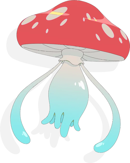 同じく公式サイトに掲載されている、キノコのような姿の生き物のイラスト（出典：アニメ公式サイト）