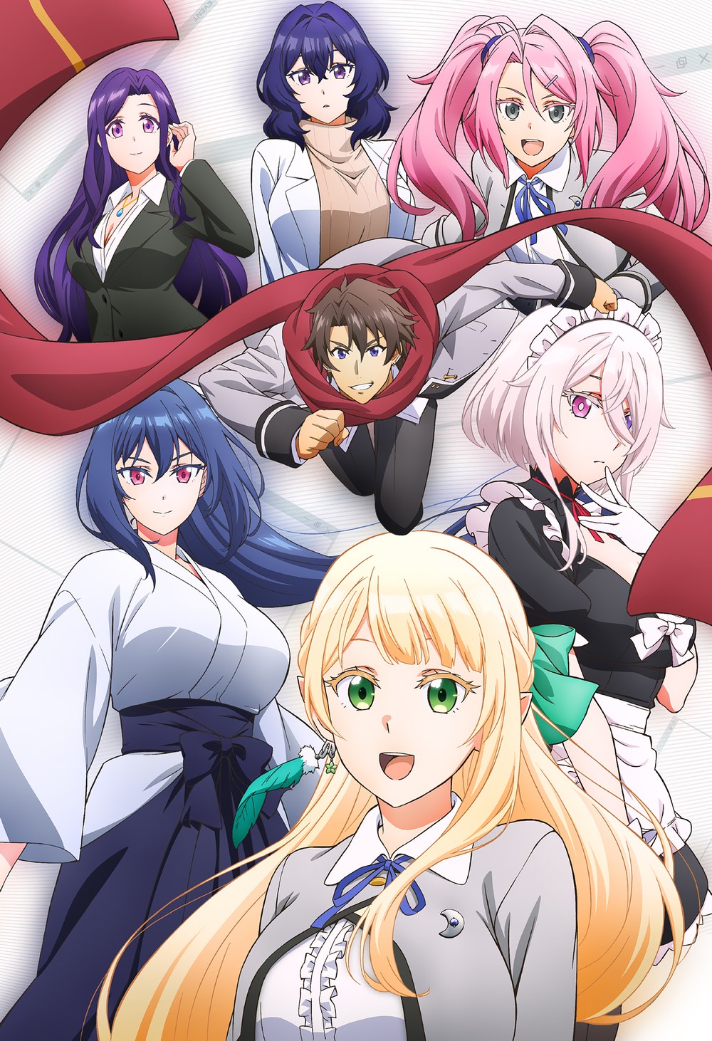 キービジュアル第2弾(2026年8月28日公開)。瀧音幸助とヒロインたち(出典:アニメ公式サイト) マジカル★エクスプローラー