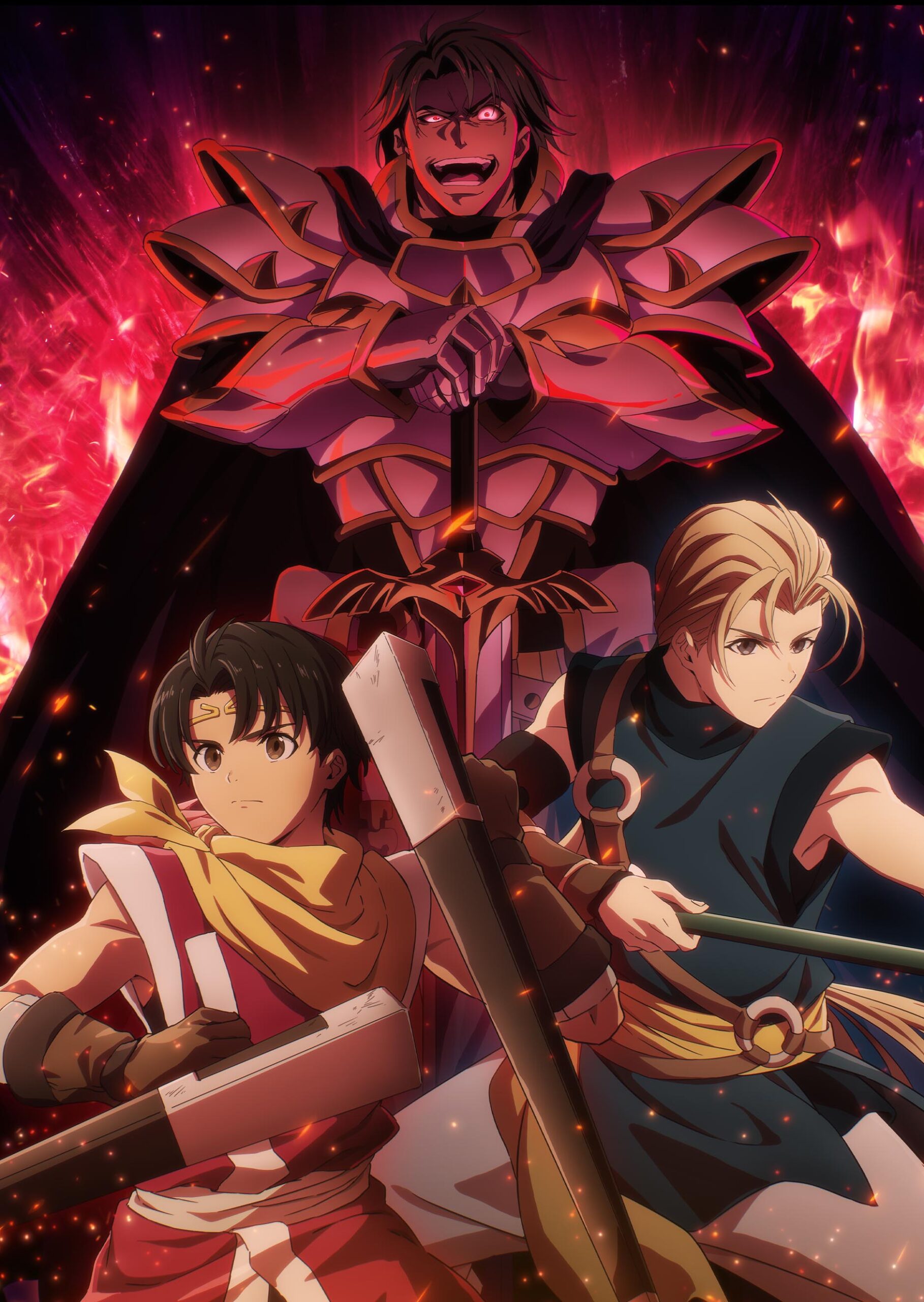 アニメ『幻想水滸伝』ビジュアル。赤い鎧のルカ・ブライトとリリュウ・ジョウイ（出典：アニメ「幻想水滸伝」公式サイト）