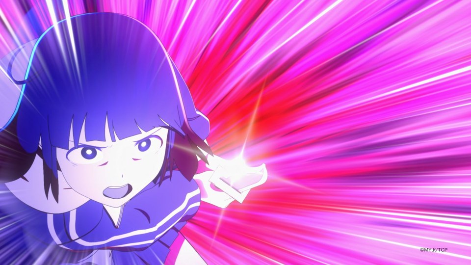 場面カット:集中線の中で叫ぶ少女(出典:アニメ公式サイト NEWS)