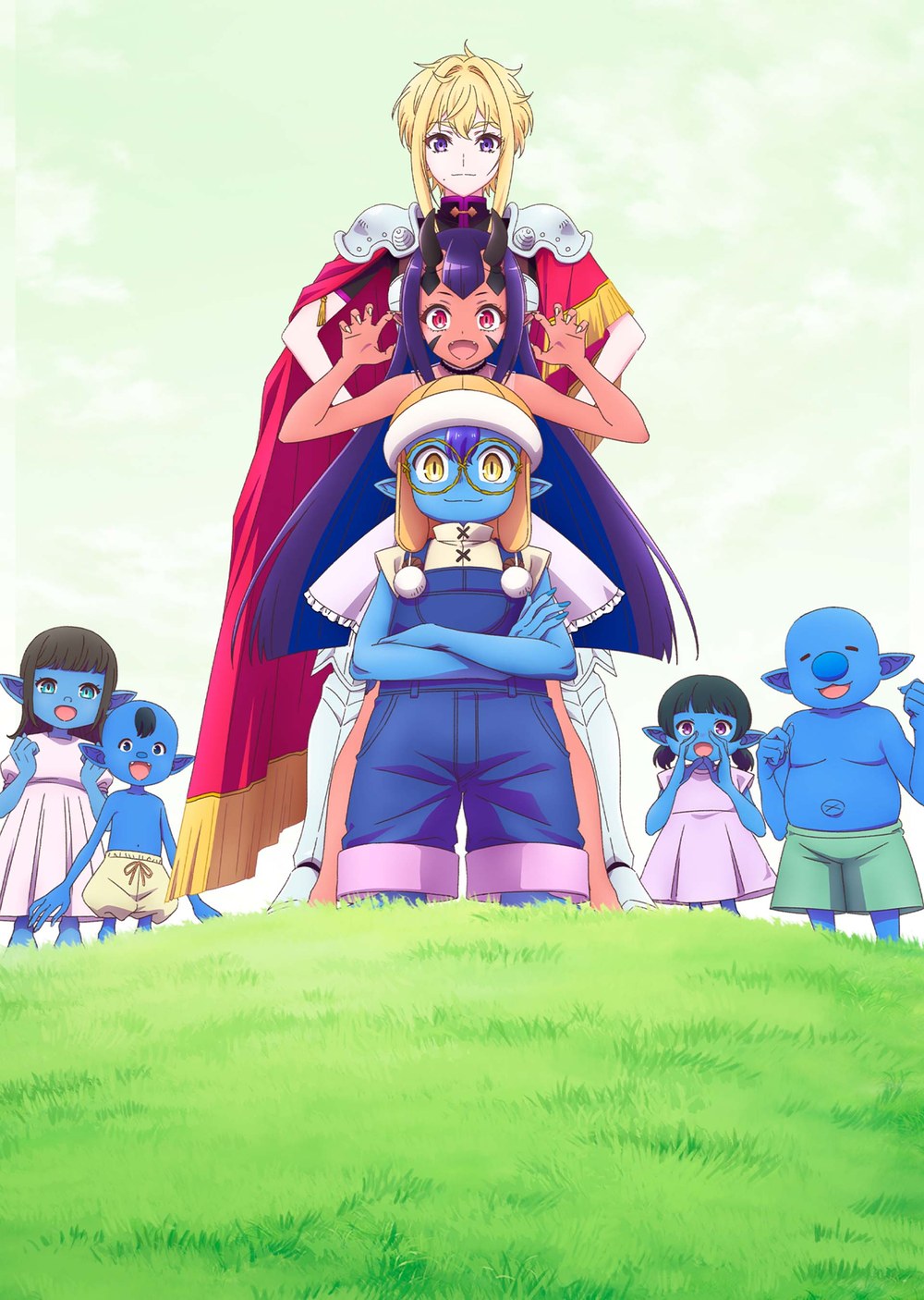 ティザービジュアル(2026年3月11日公開)。上からカレン、クロエ、アキラとゴブリンたち(出典:アニメ公式サイト)
