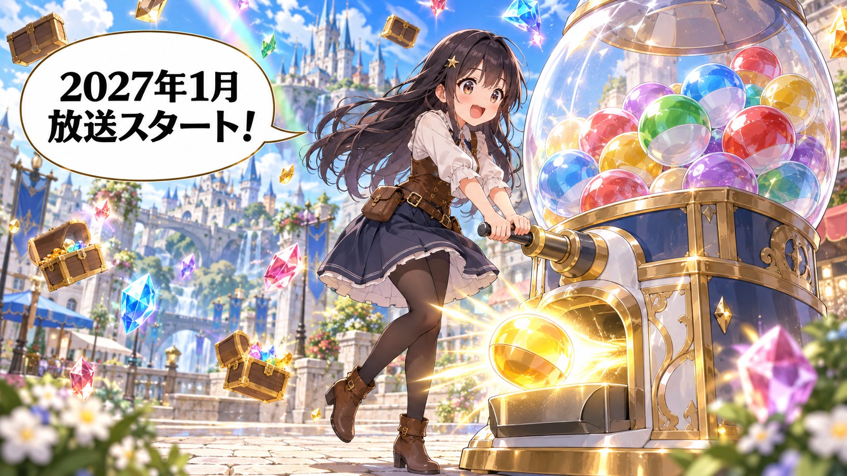 ガチャを回して仲間を増やす 最強の美少女軍団を作り上げろ アイキャッチ